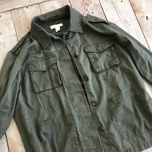 H&M Army green flight utility jacket shirt s